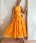 Alemais Macie One Shoulder Rosette Dress In Saffron Size 10 / M - 10 / Orange - Dresses