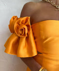 Alemais Macie Rosette Mini Dress in Saffron - 8 / Orange - Dresses
