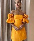 Alemais Macie Rosette Mini Dress in Saffron - 8 / Orange - Dresses