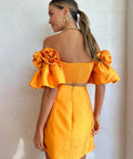 Alemais Macie Rosette Mini Dress in Saffron - 8 / Orange - Dresses
