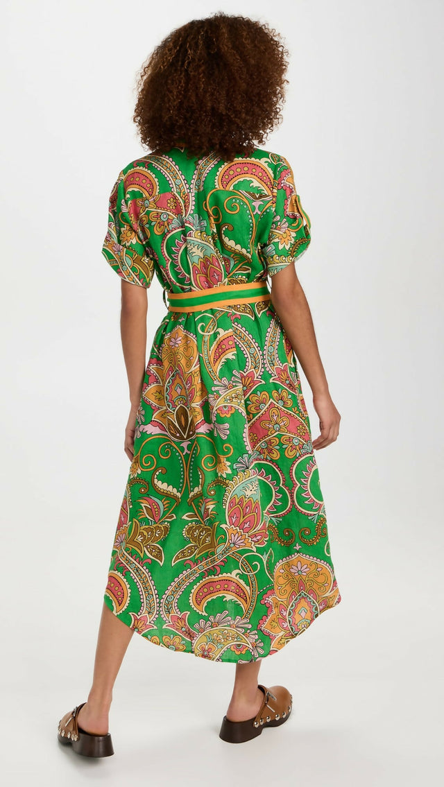 Alemais Marion Shirt Midi Dress Green Multi Size AU 12 - 12 / Multi - Dresses
