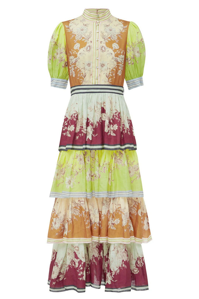 Alemais Marlow Frill Midi Dress 14 - 14 / Multi - Dresses