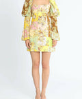 Curated Collection - Alemais Matilde Puff Sleeve Mini Dress Print