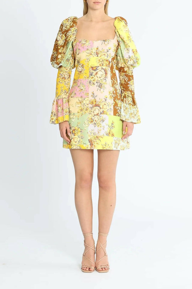 Curated Collection - Alemais Matilde Puff Sleeve Mini Dress Print