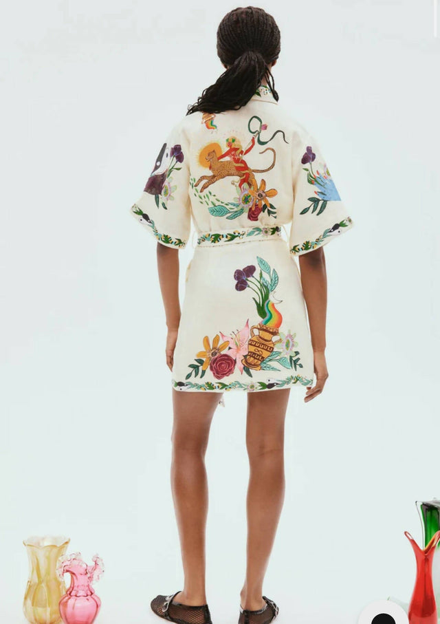 Alemais Meagan Linen Mini Dress White - Dresses
