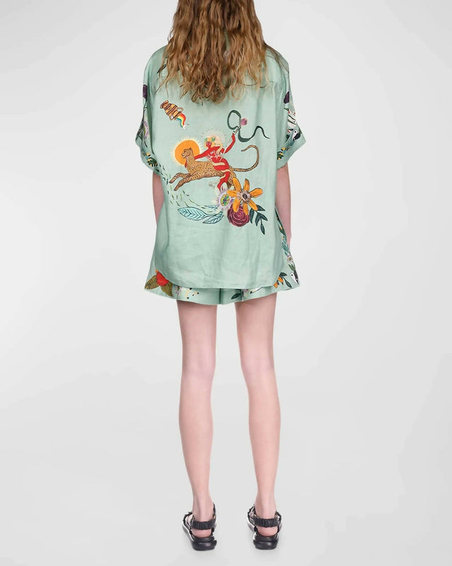 Alemais Meagan Linen Shirt and Short Set Green Size 14 & 16 - Outfit Sets