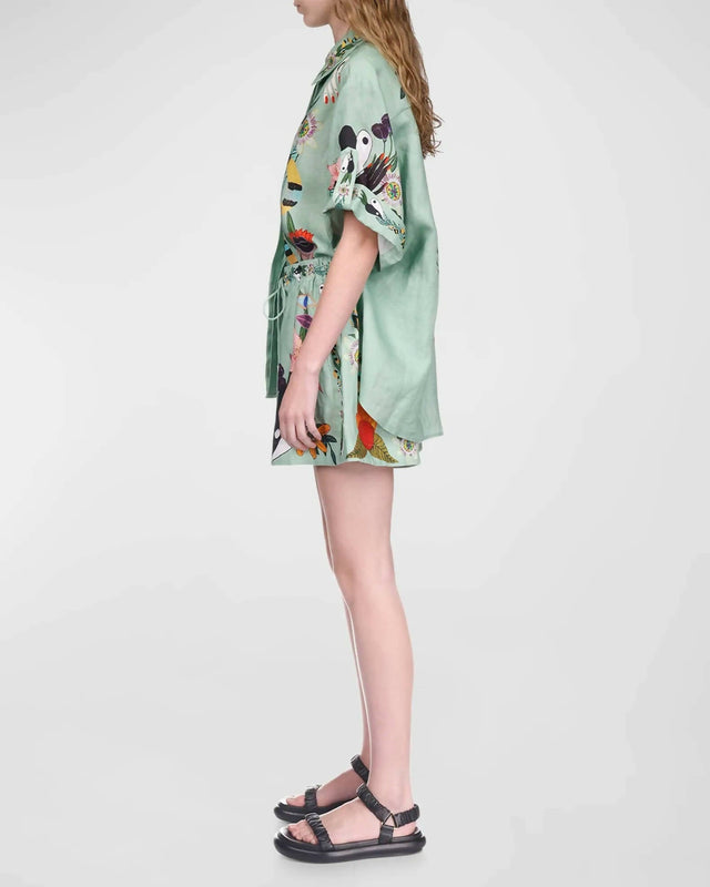 Alemais Meagan Linen Shirt and Short Set Green Size 14 & 16 - Outfit Sets