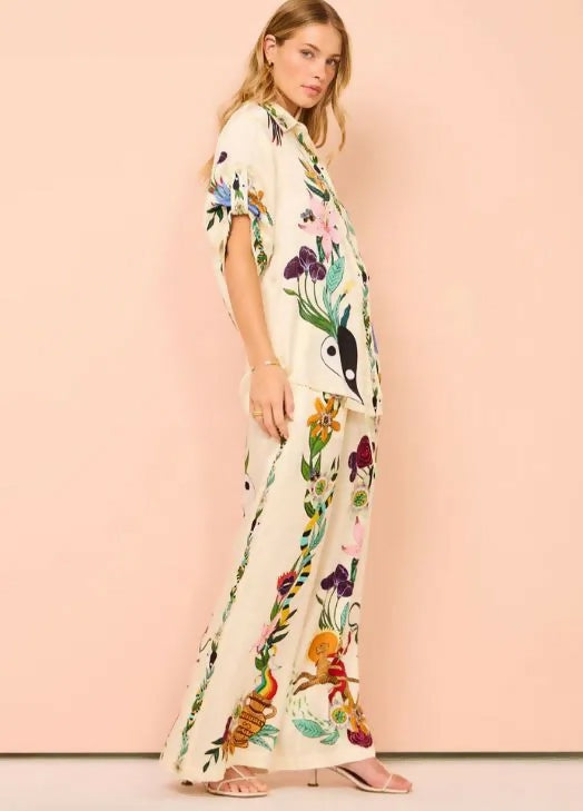 Alemais Meagan Silk Pant And Shirt Set Multi Print Size 14 - 14 / Print - Dresses