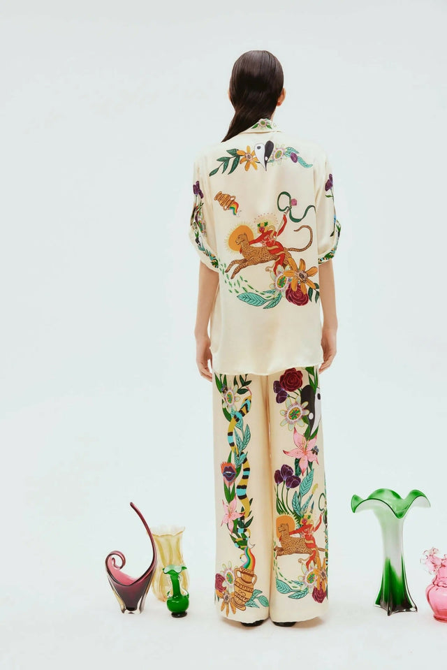 Alemais Meagan Silk Pant And Shirt Set Multi Print Size 14 - 14 / Print - Dresses