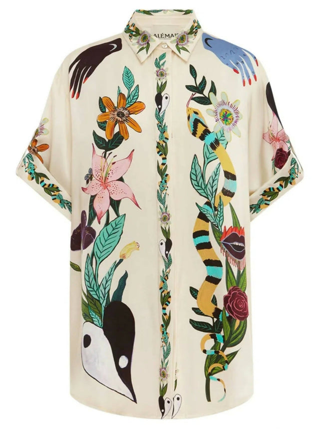 ALEMAIS - Alemais Megan Silk Pant Size 10 And Oversized Shirt Size 8 Set Print