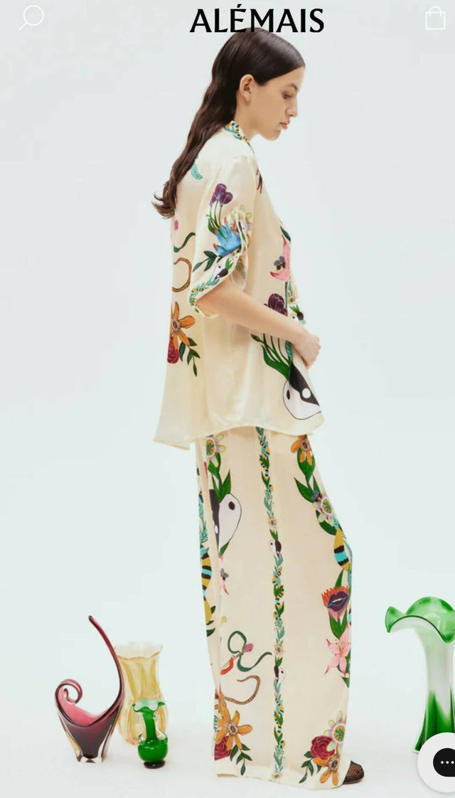 ALEMAIS - Alemais Megan Silk Pant Size 10 And Oversized Shirt Size 8 Set Print