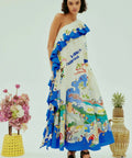 Alemais Nadia Dress One Shoulder Ruffle Maxi Print Size AU 16 - 16 / Print - Dresses