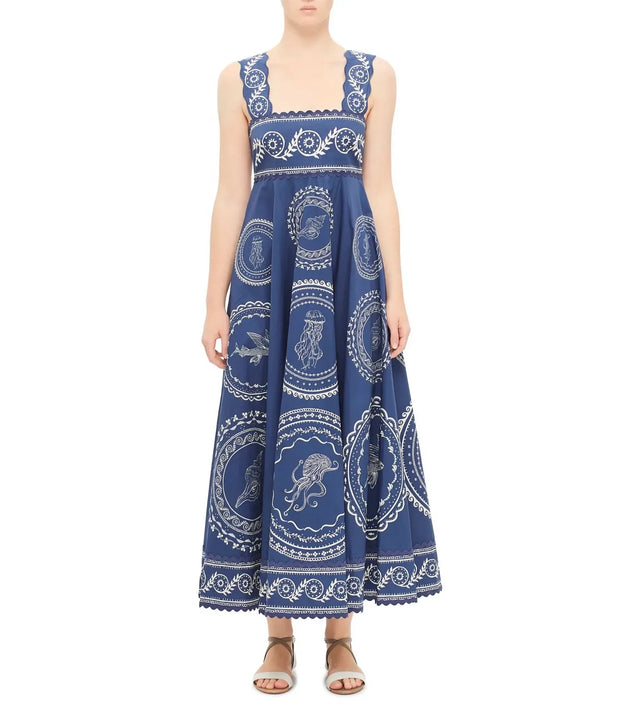 Alemais Oceane Summer Dress Blue Print Size 10 | Passion For Fashion