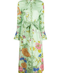 Alemais Olivia Shirt Dress Green Print Size 8 - Dresses