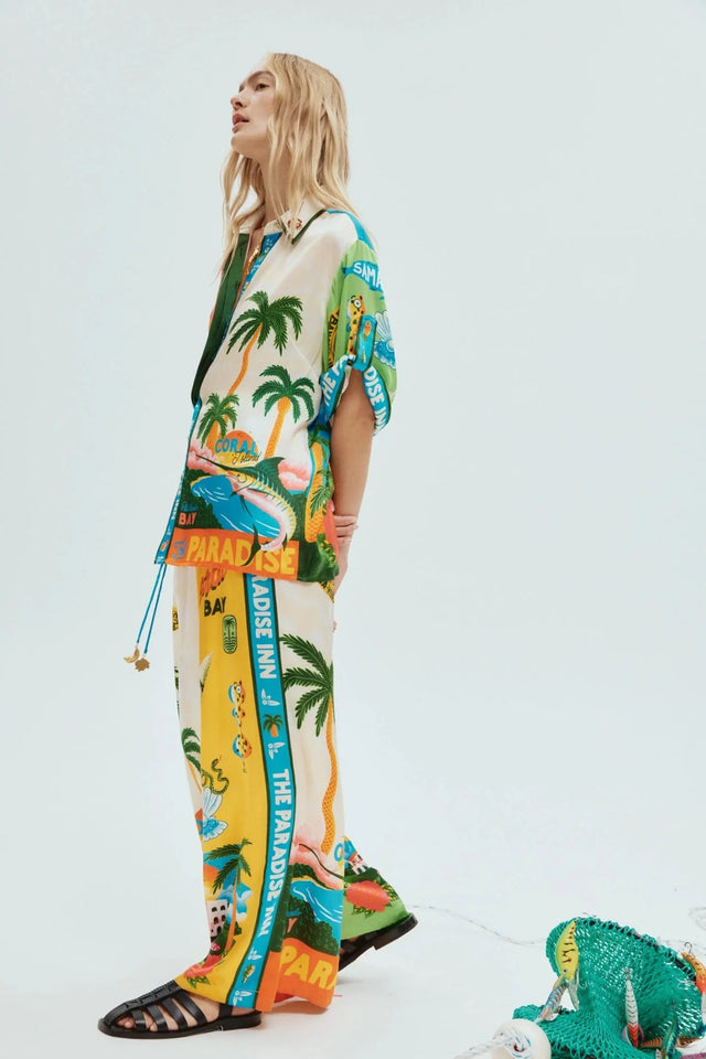 ALEMAIS - Alemais Paradiso Printed Silk Satin Shirt and Pant Set