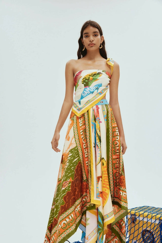 alemais paradiso silk midi dress Alemais Paradiso Scarf Skirt Multi Size AU 16