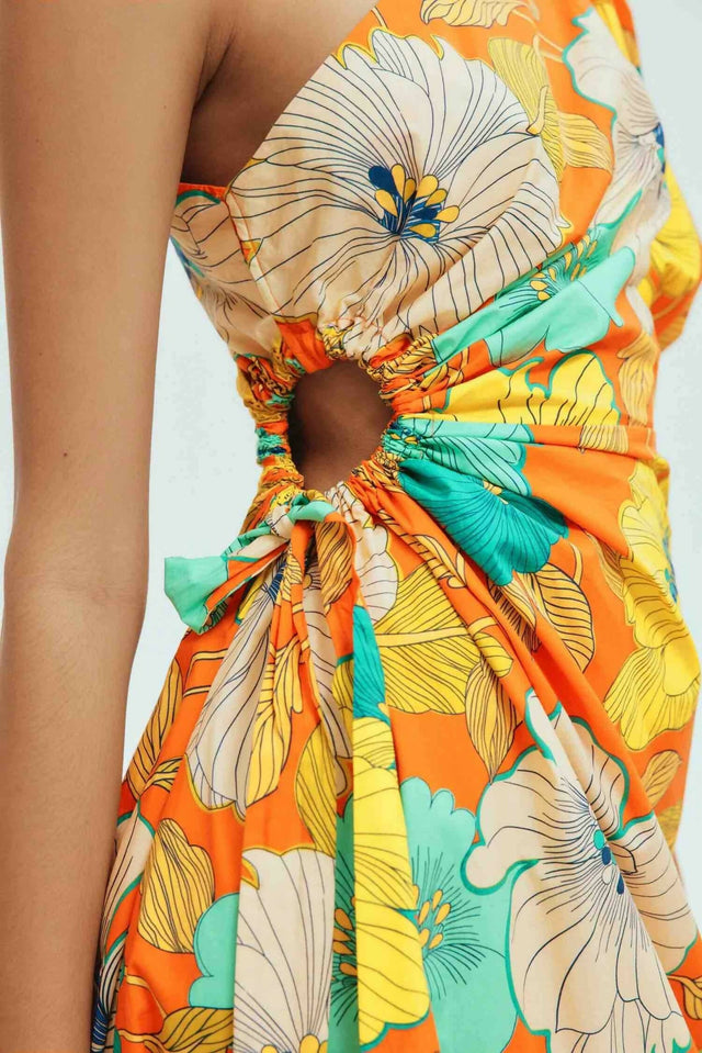 Alemais Piato One Shoulder Midi Dress Multi Floral Size 16 - 16 / Multi - Dresses