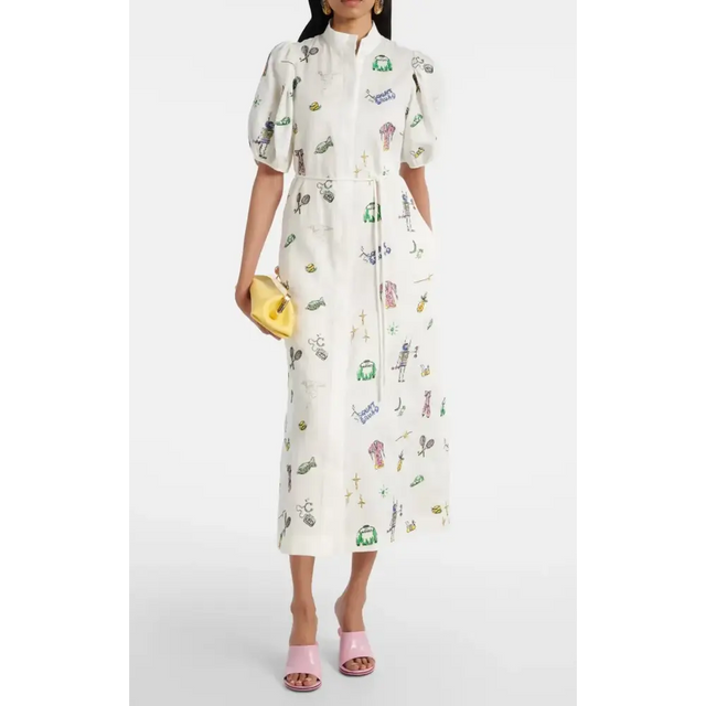 Alemais Play Embroidered Shirtdress in White Size 10 - 10 / Multi - Dresses