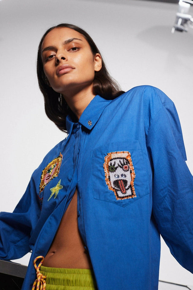 Alemais Players Embroidered Shirt Blue and Pants 16 - 16 / Blue - Outfit Sets