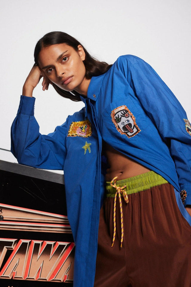 Alemais Players Embroidered Shirt Blue and Pants 16 - 16 / Blue - Outfit Sets