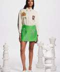 Alemais Players Embroidered Shirt Cream and Dazzle Mini Skirt Set - Outfit Sets