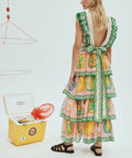 Alemais Porcelain Frilled Midi Dress Print Size 8 - 8 / Print - Dresses