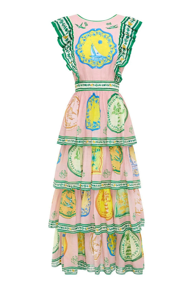 Alemais Porcelain Frilled Midi Dress Print Size 8 - 8 / Print - Dresses
