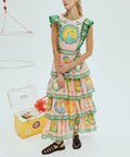 Alemais Porcelain Frilled Midi Dress Print Size 8 - 8 / Print - Dresses
