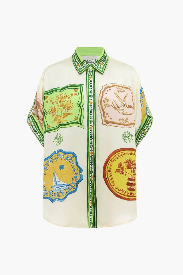 Alemais Porcelain Silk Shirt & Shorts Multi Size 8 - 8 / Print - Outfit Sets