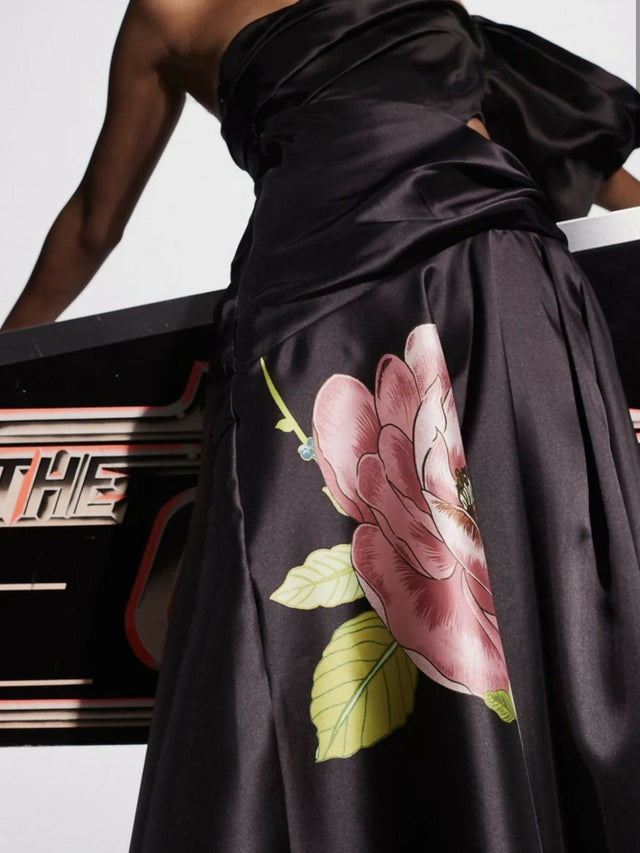 Alemais Regent Noir Gown Black Floral - 8 / Black - Dresses