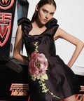 Alemais Regent Noir Mini Dress - 8 / Floral - Dresses