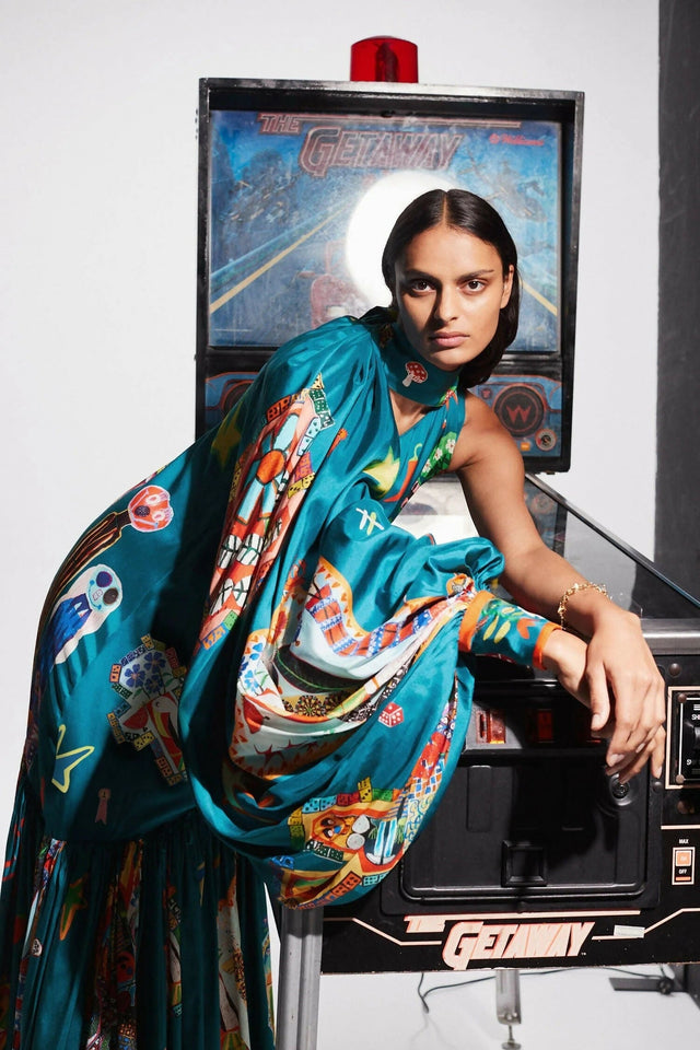 Alemais Rollers Gown Blue Print Size AU 16 - 16 / Print - Dresses