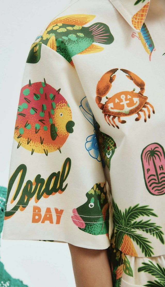 Alemais Samaki Crop Shirt Print Size 16 - 16 / Print - Shirts & Tops