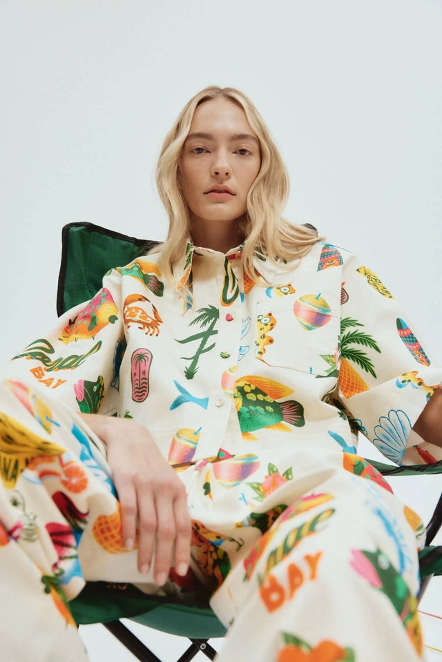 Alemais Samaki Crop Shirt Print Size 16 - 16 / Print - Shirts & Tops