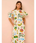 Alemais Samaki Puff Sleeve Midi Dress In Multi - 10 / Print - Dresses
