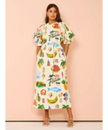 Alemais Samaki Puff Sleeve Midi Dress In Multi - 10 / Print - Dresses