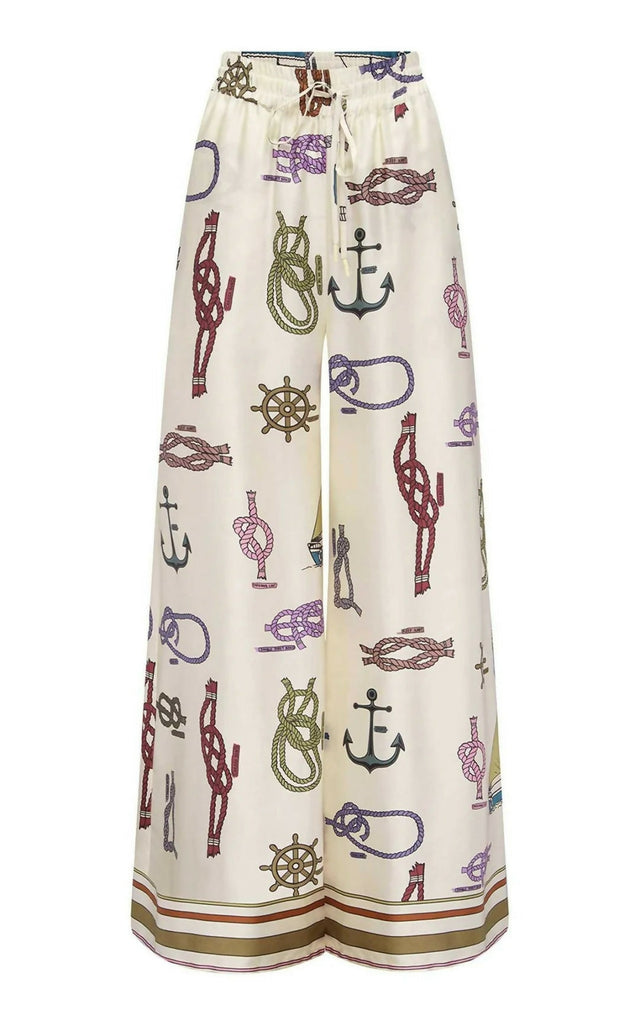 Alemais Ships Ahoy Silk Shirt and Pants Set (Top size 12 Pants Size 14) - 12 / Print - Outfit Sets