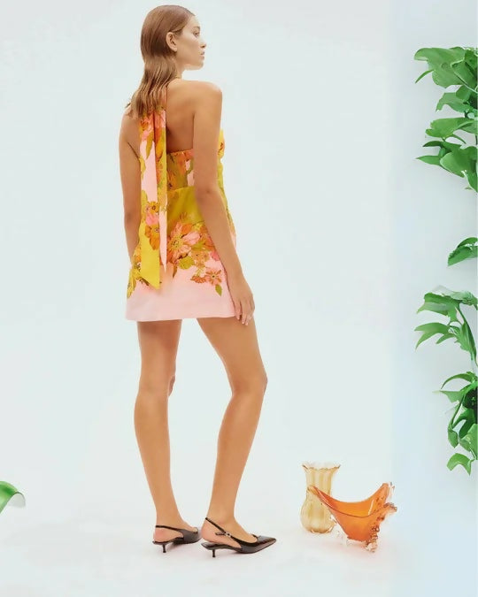 Alemais Silas Halter Mini Dress In Multi - 14 / Multi - Dresses