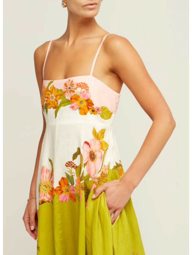 Alemais Silas Linen Sundress Floral Size 6 - 6 / Multi - Dresses