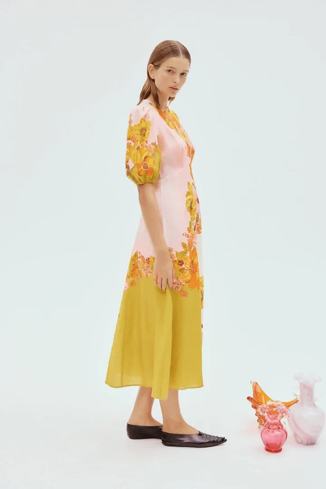 Alemais Silas Midi Dress In Multi Floral - Dresses