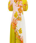 Alemais Silas Midi Dress Size 10 Floral Gold Green Pink - 10 / Floral - Dresses