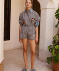 Alemais Sirocco Embroidered Shirt & Shorts - 8 / Blue - Outfit Sets