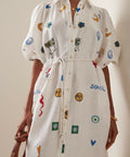 Alemais Soleil Embroided Linen Shirtdress Size 10 - 10 / Print - Dresses