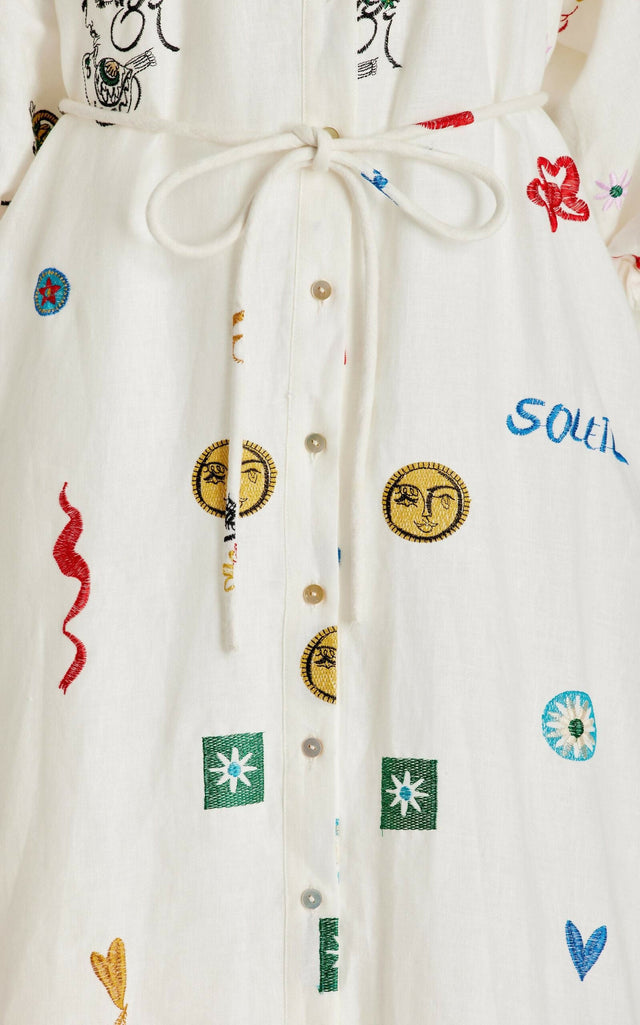 Alemais Soleil Embroided Linen Shirtdress Size 10 - 10 / Print - Dresses