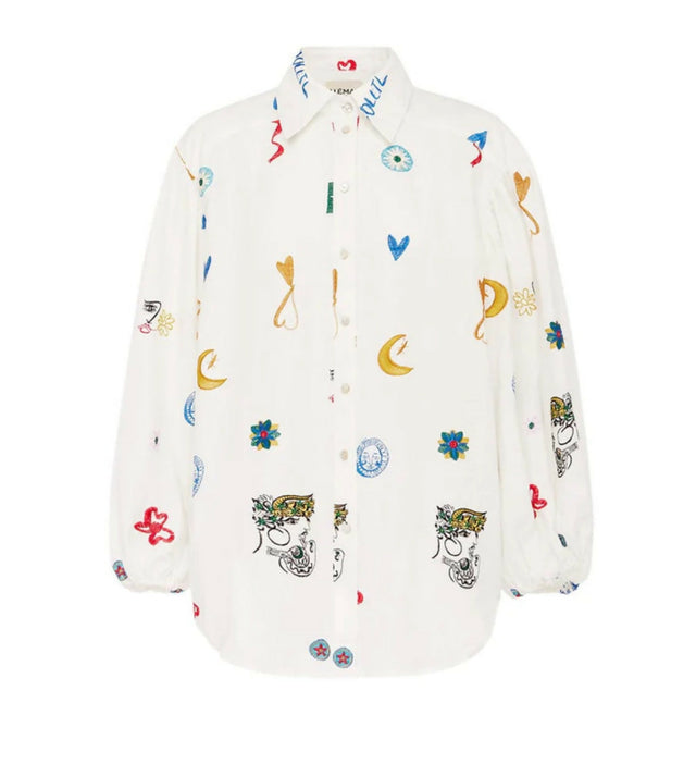 Alemais Soleil Embroidered Shirt - 14 / Print - Tops