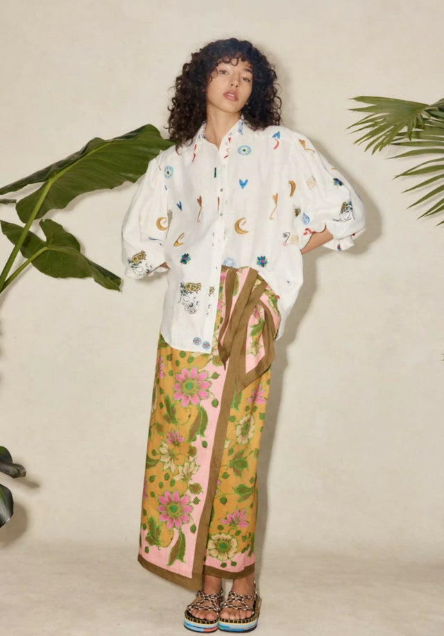 Alemais Soleil Embroidered Shirt - 14 / Print - Tops