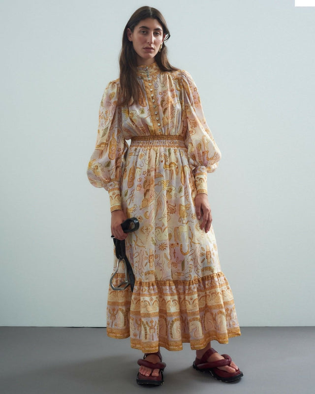 Alemais Solitaire Midi Dress in Watercolour Size AU 12 - 12 / Print - Dresses