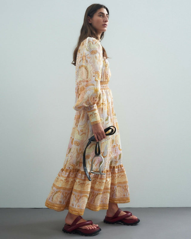 Alemais Solitaire Midi Dress in Watercolour Size AU 12 - 12 / Print - Dresses