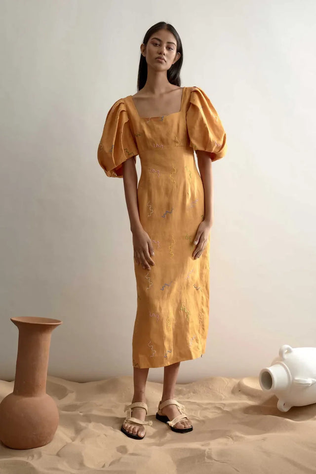 Alemais Sundance Midi Dress 12 - 12 / Yellow - Dresses