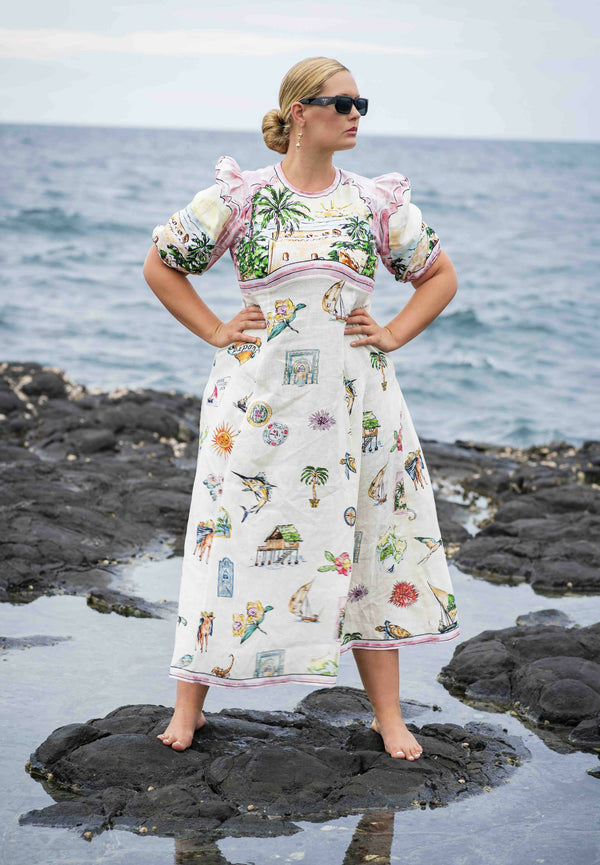 Alemais Sunset Midi Dress Print Size 14 & 16